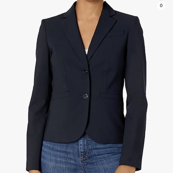 Calvin Klein Navy Blue Regular Fit Two Button Blazer Size 12 - Picture 2 of 10